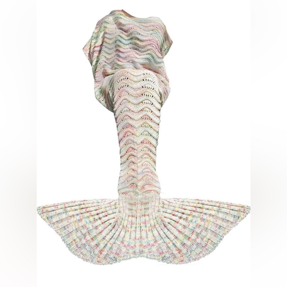PAPILLON Multicolour Rainbow Crochet Knit Mermaid Tail Blanket FishTail